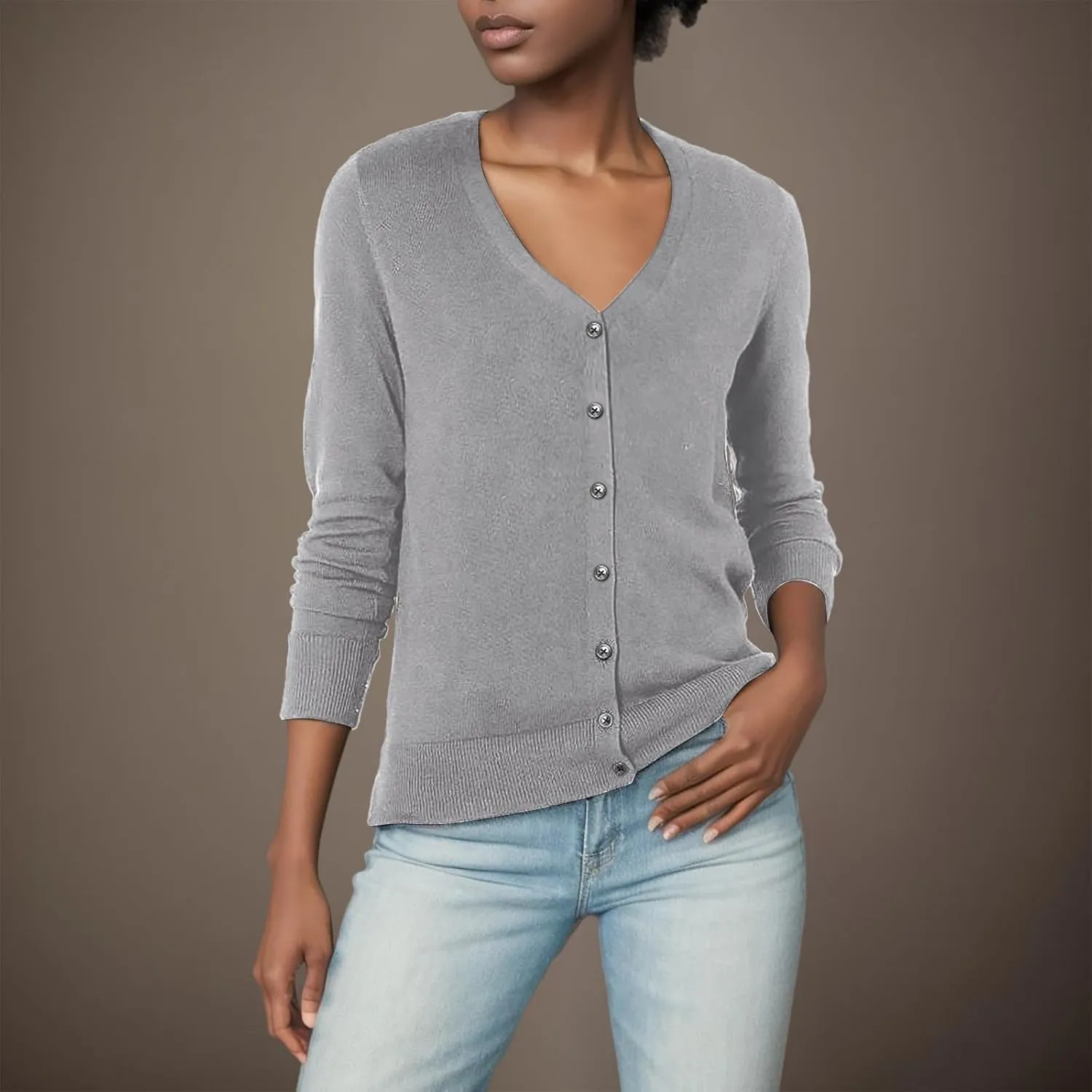 2023 Women's Cardigan Sweater V Neck Button-Down Soft Coats Long Sleeve Oversized Knit Cardigans Trendy Lightweight Jacket