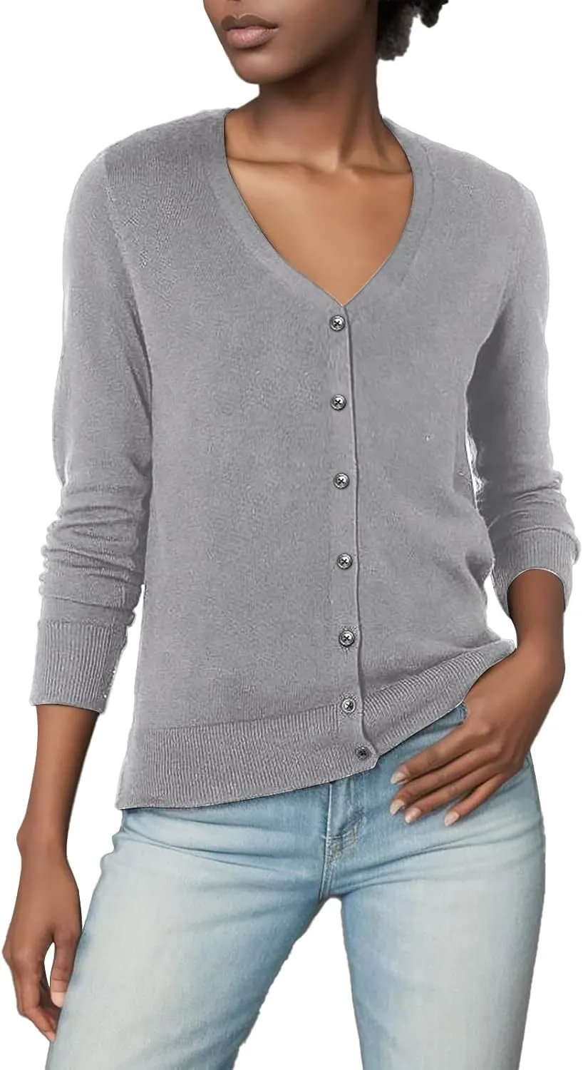 2023 Women's Cardigan Sweater V Neck Button-Down Soft Coats Long Sleeve Oversized Knit Cardigans Trendy Lightweight Jacket