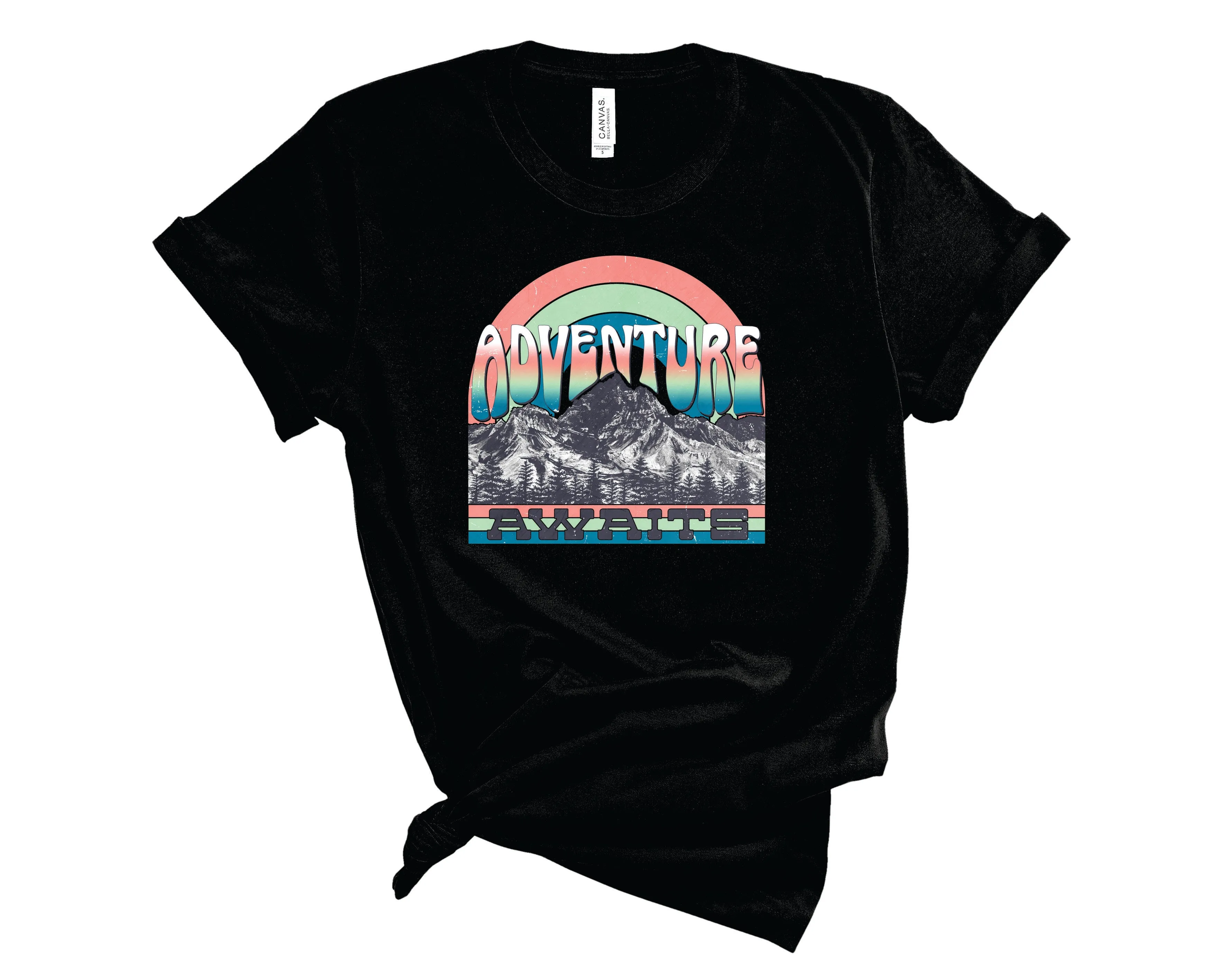 Adventure Awaits Mountains Blue - Graphic Tee