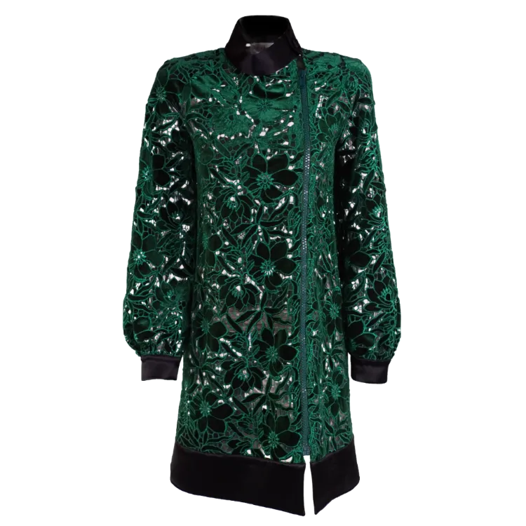 Balmacaan see-through asymmetric coat