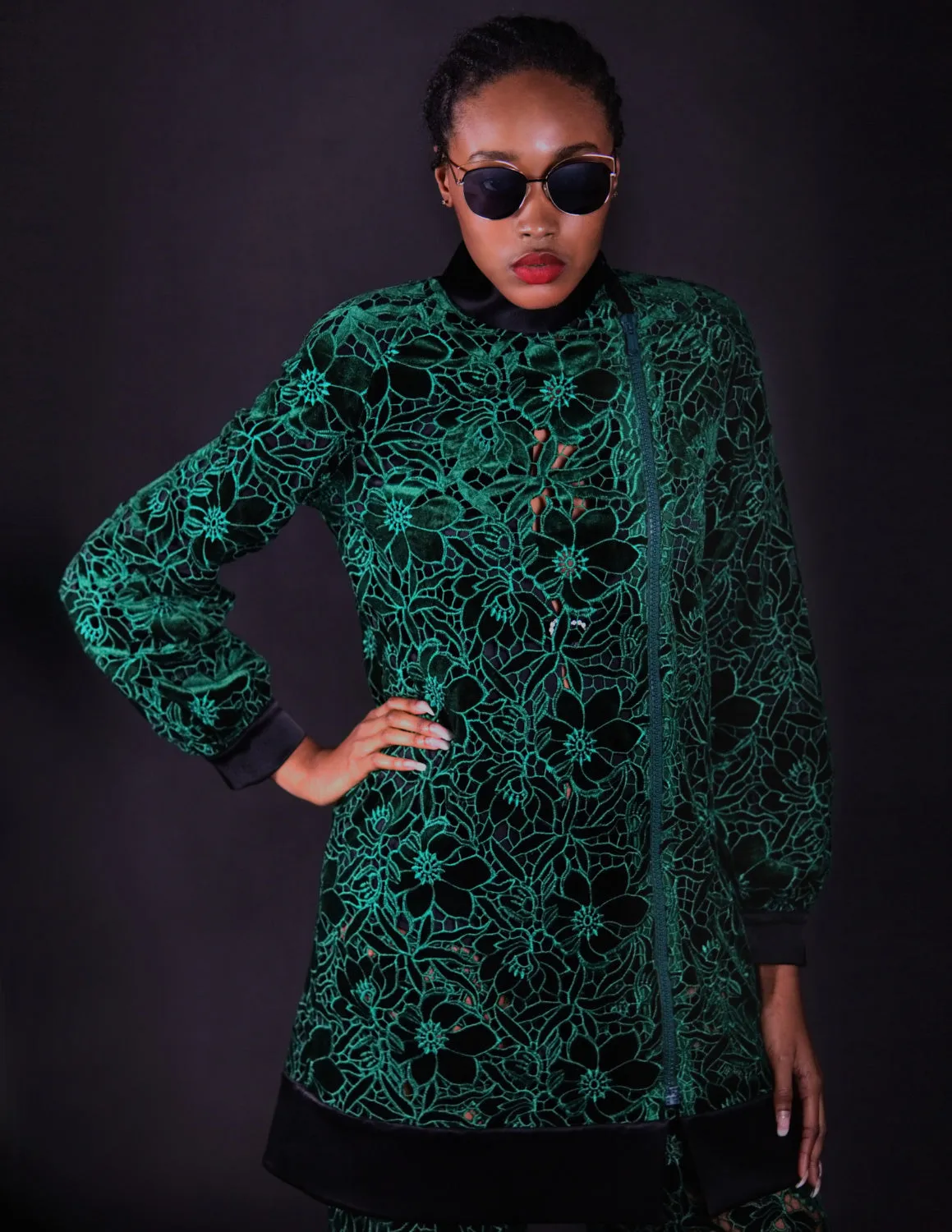Balmacaan see-through asymmetric coat