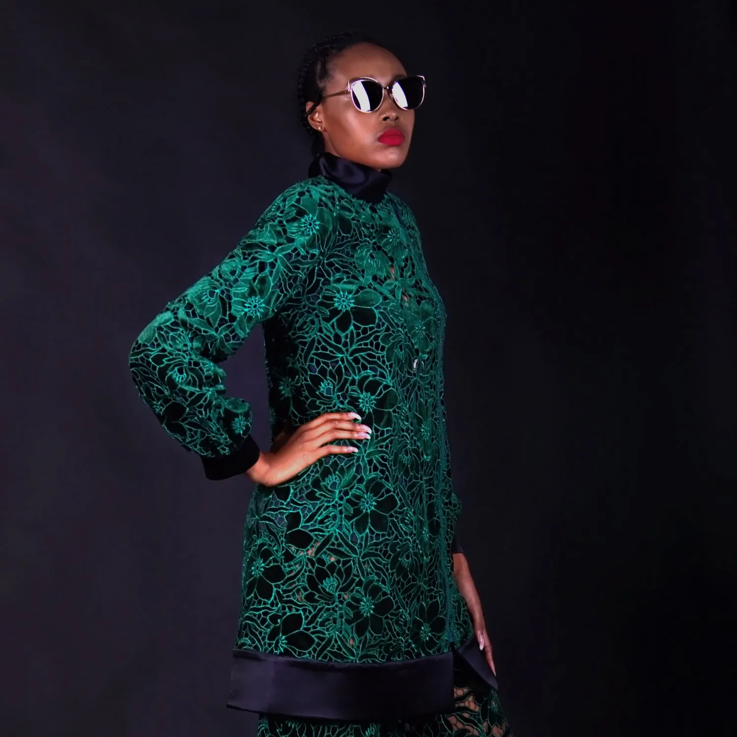 Balmacaan see-through asymmetric coat