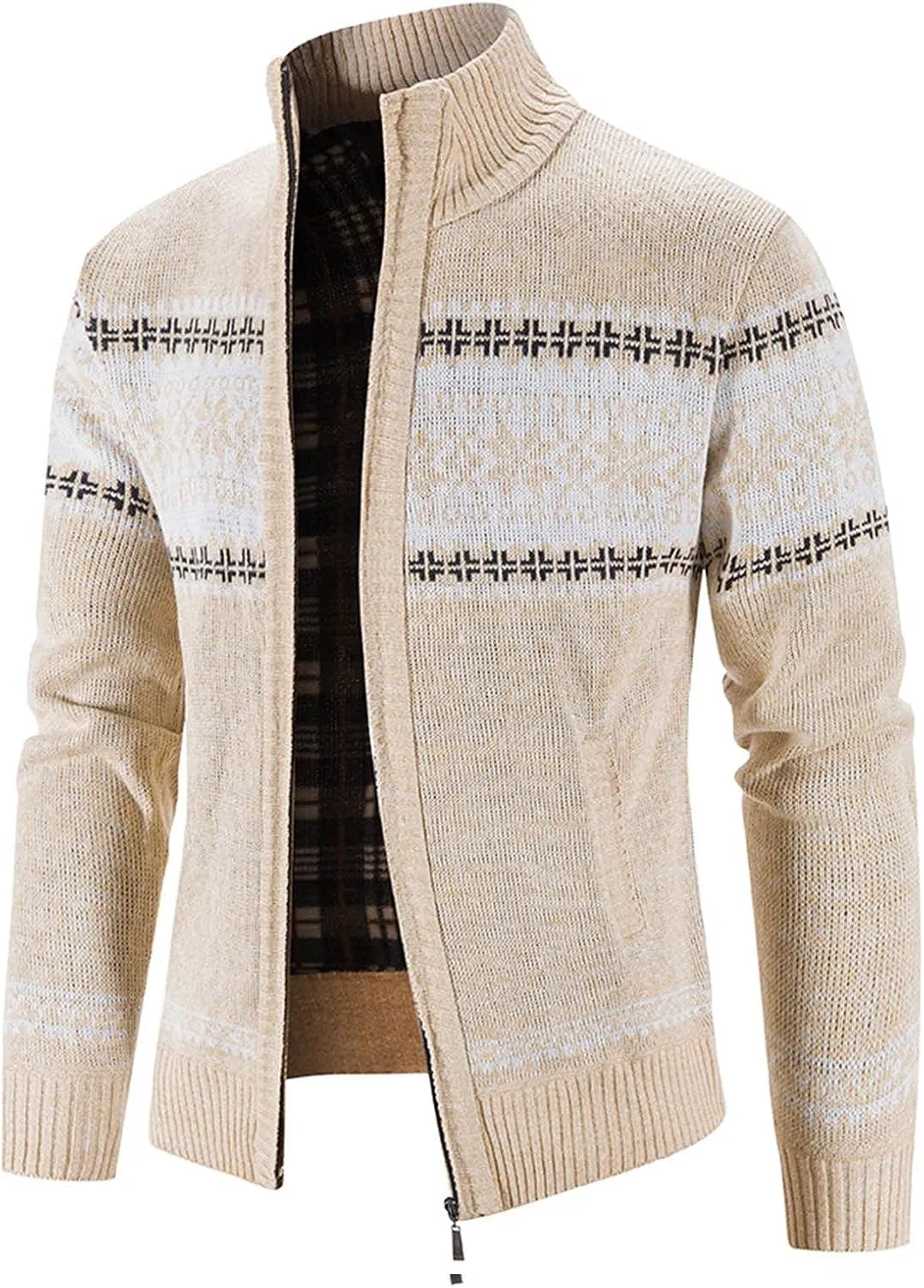 BIFUTON Mens Cardigan Sweater,Men's Soft Cardigan Sweater Graphic Knitted Outerwear Fall Winter Stand Collar Work Thick Coats