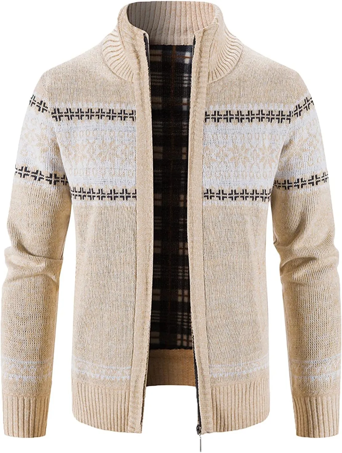 BIFUTON Mens Cardigan Sweater,Men's Soft Cardigan Sweater Graphic Knitted Outerwear Fall Winter Stand Collar Work Thick Coats