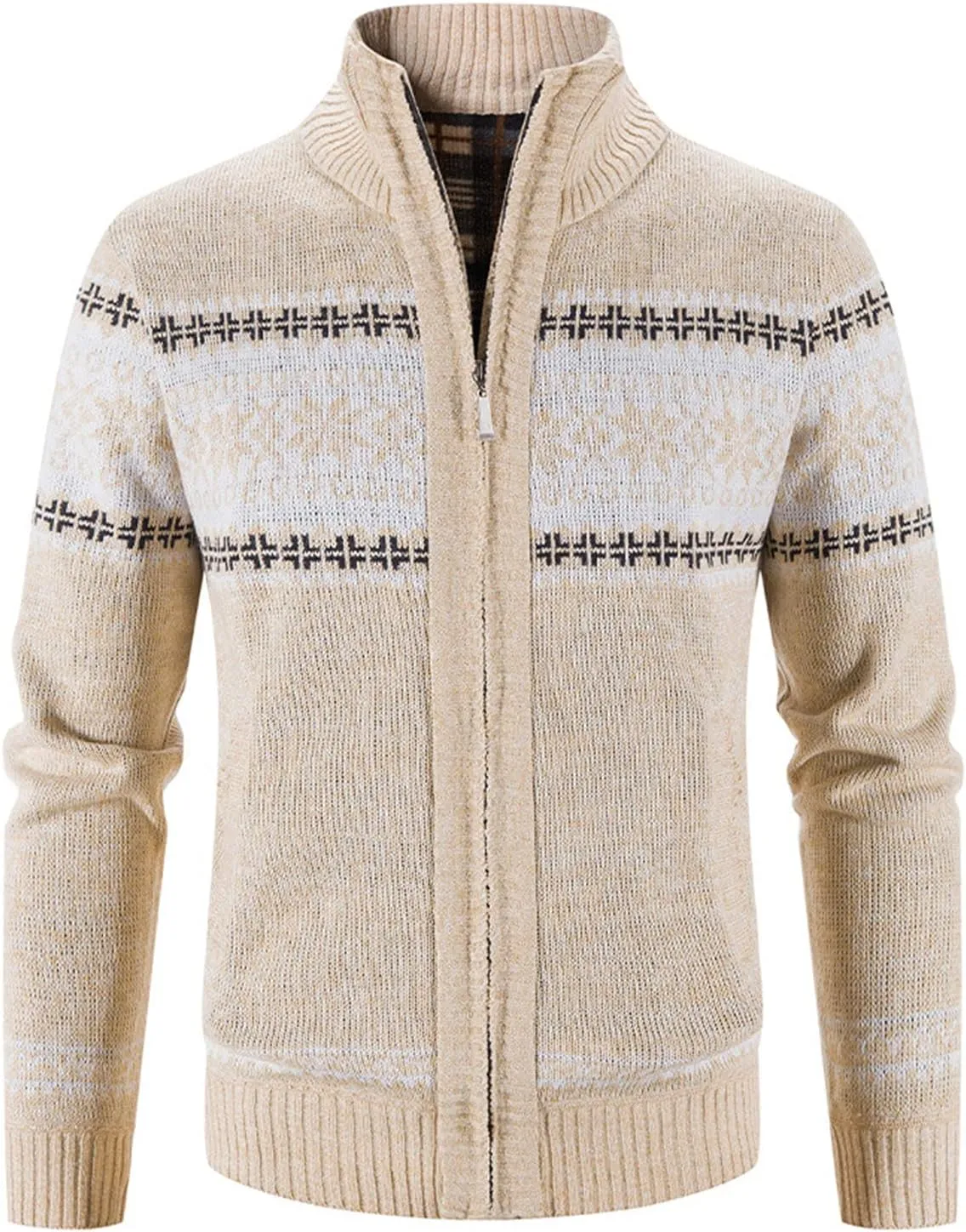 BIFUTON Mens Cardigan Sweater,Men's Soft Cardigan Sweater Graphic Knitted Outerwear Fall Winter Stand Collar Work Thick Coats
