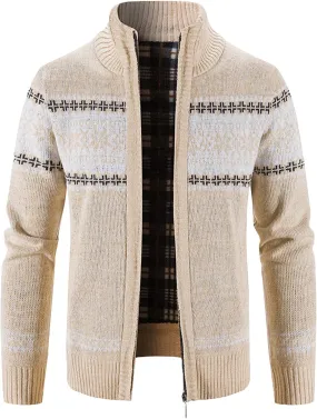 BIFUTON Mens Cardigan Sweater,Men's Soft Cardigan Sweater Graphic Knitted Outerwear Fall Winter Stand Collar Work Thick Coats