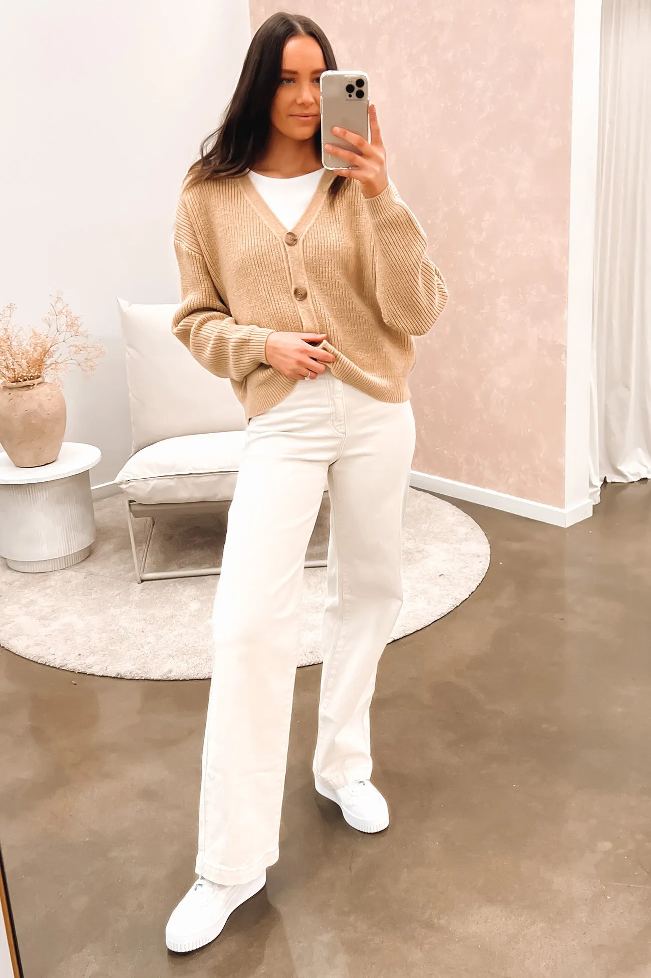 Celine Button Thru Cardi Oatmeal