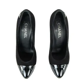 Chanel Black Suede Cap Toe Pumps Size 8.5 | EU 38.5