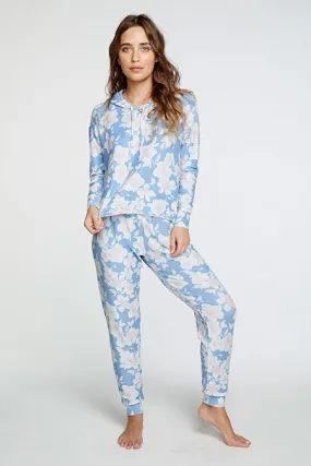 Chaser Cozy Knit Hi/Lo Hoodie Hawaiian Floral