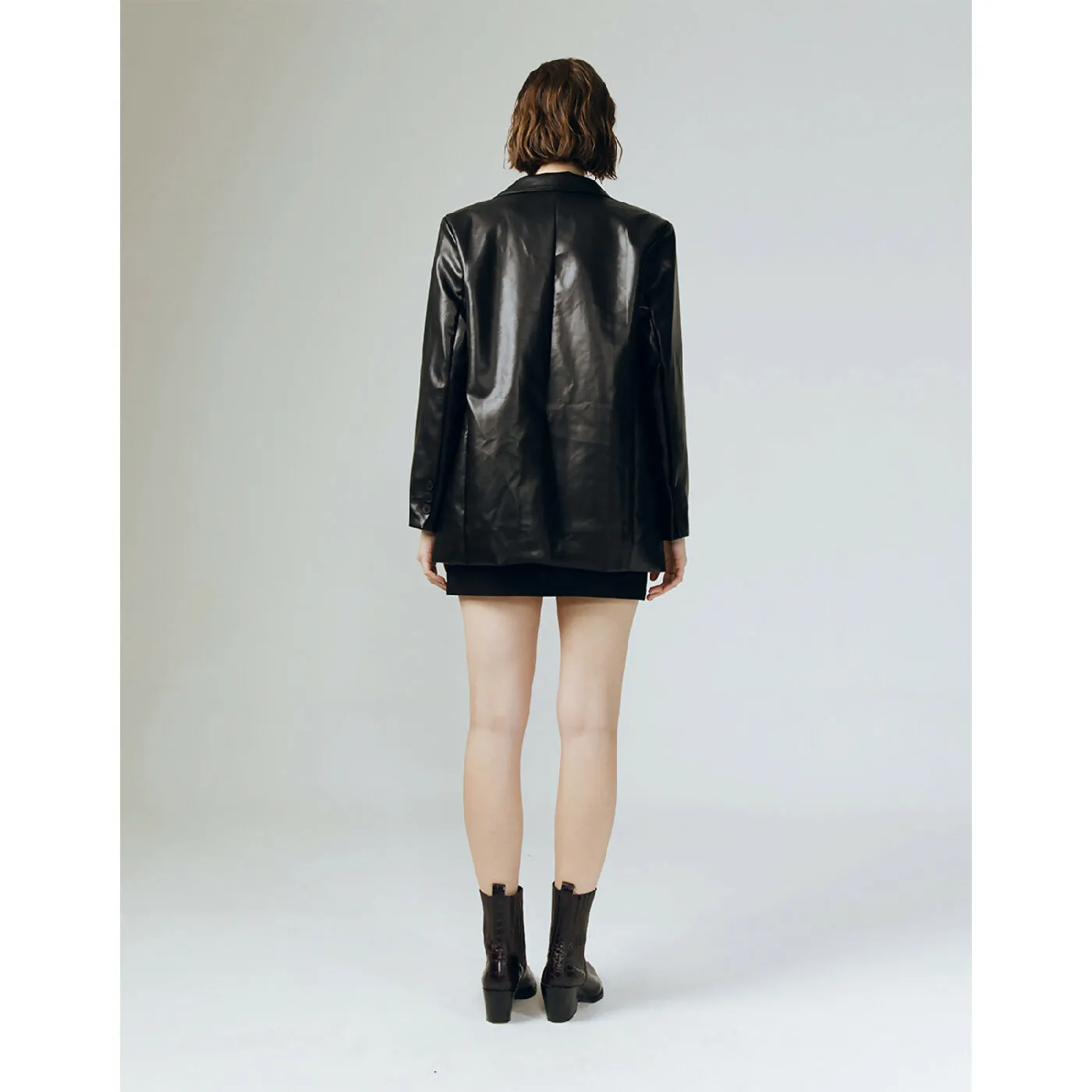 CLASSIC BLACK LEATHER BLAZER