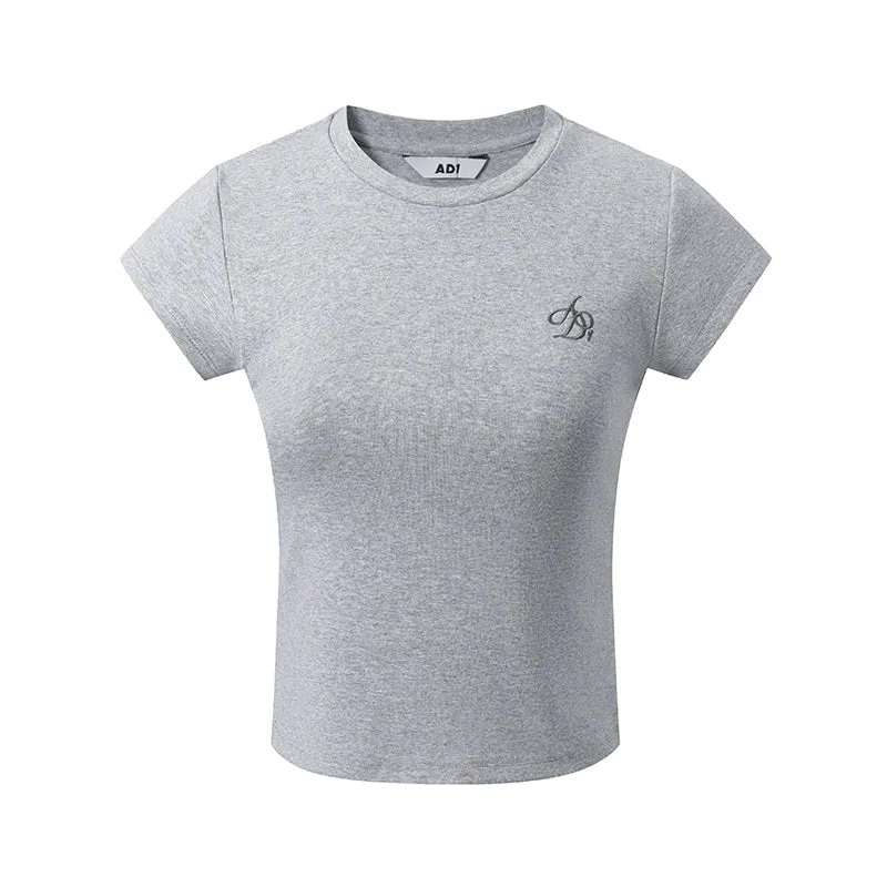 Classic Cropped T-Shirt - Short Sleeve Fitted Basic Tee