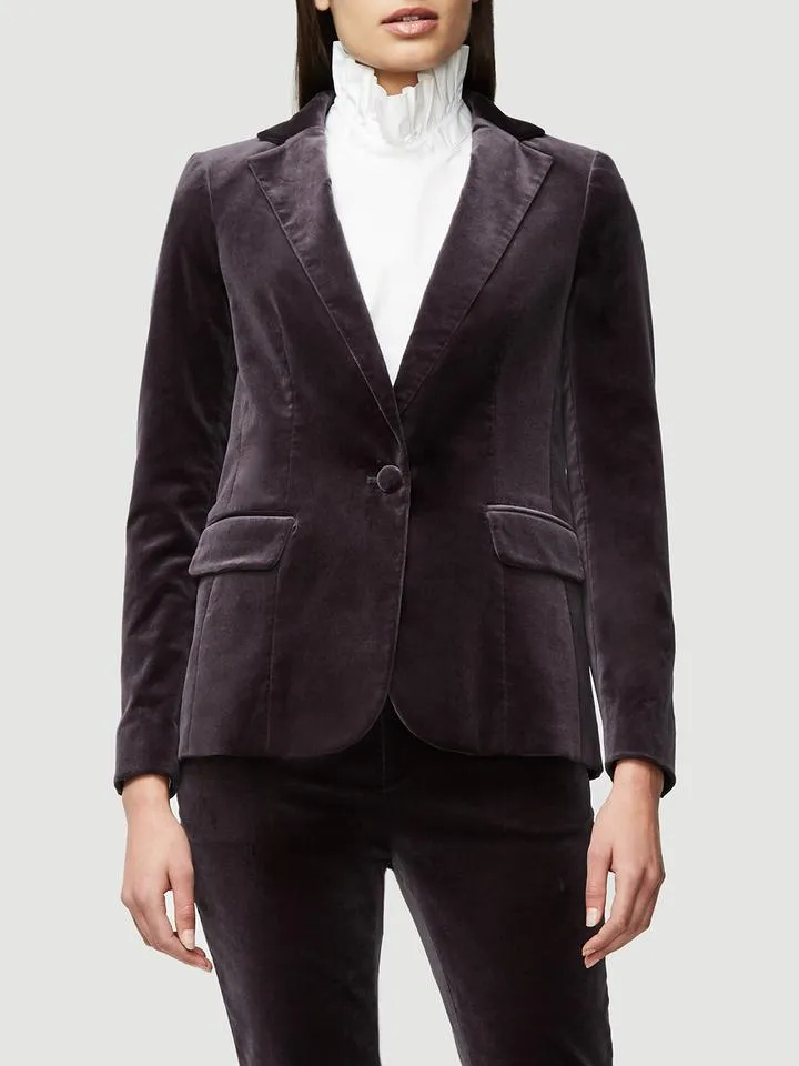 Classic Velvet Blazer--CHARCOAL