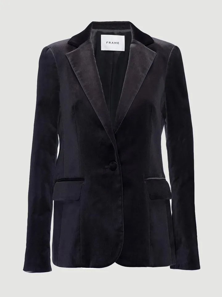 Classic Velvet Blazer--CHARCOAL