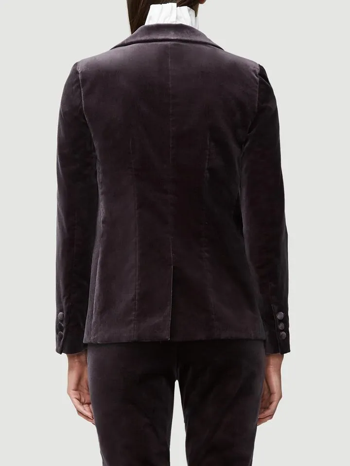 Classic Velvet Blazer--CHARCOAL