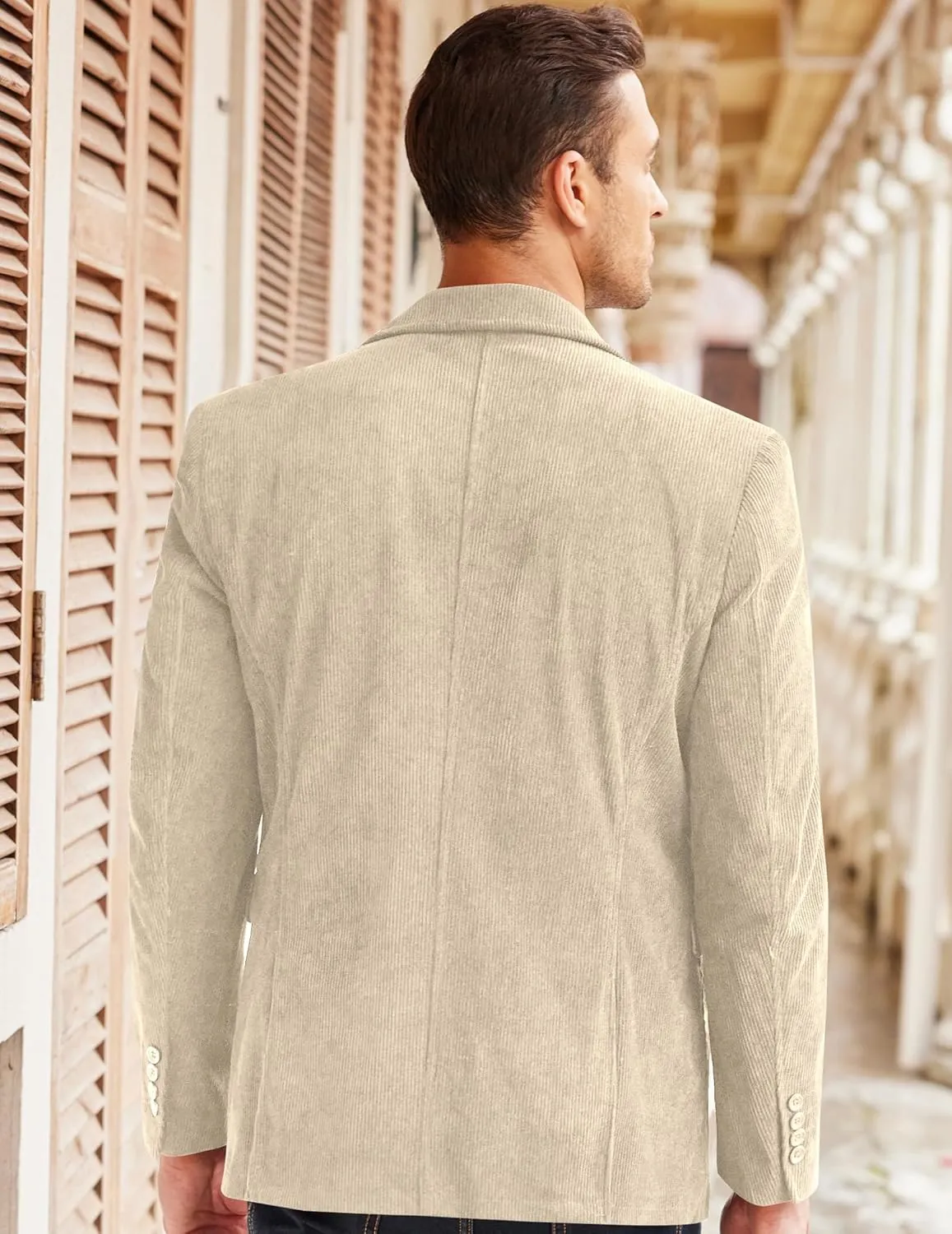 COOFADNY Men's Casual Corduroy Blazer Classic Fit Two Button Sport Coat Fashion Notch Lapel Blazer Jacket