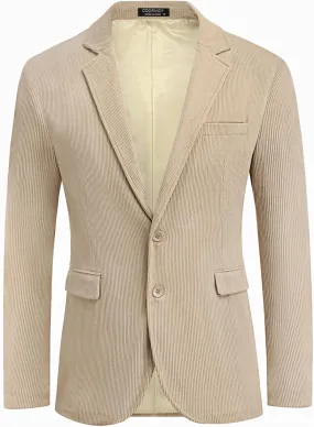 COOFADNY Men's Casual Corduroy Blazer Classic Fit Two Button Sport Coat Fashion Notch Lapel Blazer Jacket