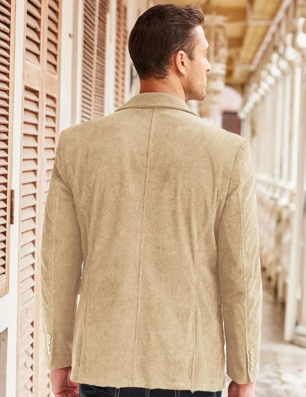 COOFADNY Men's Casual Corduroy Blazer Classic Fit Two Button Sport Coat Fashion Notch Lapel Blazer Jacket