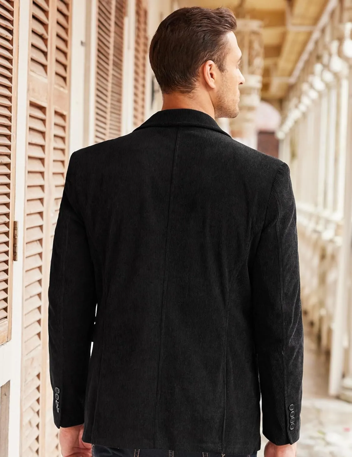 COOFADNY Men's Casual Corduroy Blazer Classic Fit Two Button Sport Coat Fashion Notch Lapel Blazer Jacket