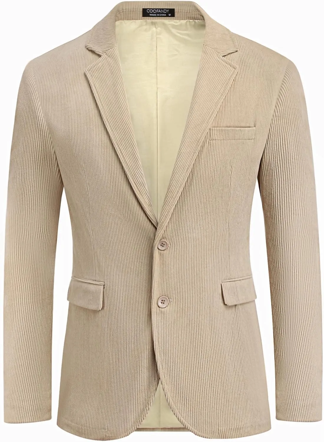 COOFADNY Men's Casual Corduroy Blazer Classic Fit Two Button Sport Coat Fashion Notch Lapel Blazer Jacket