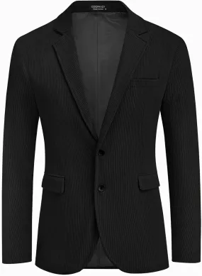 COOFADNY Men's Casual Corduroy Blazer Classic Fit Two Button Sport Coat Fashion Notch Lapel Blazer Jacket