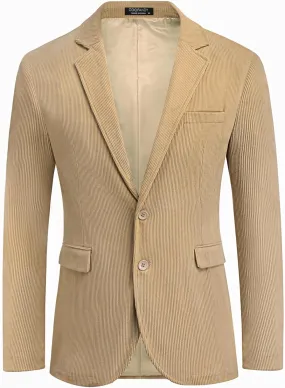 COOFADNY Men's Casual Corduroy Blazer Classic Fit Two Button Sport Coat Fashion Notch Lapel Blazer Jacket
