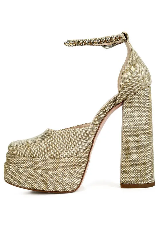 Cosette Ankle Strap High Block Heel