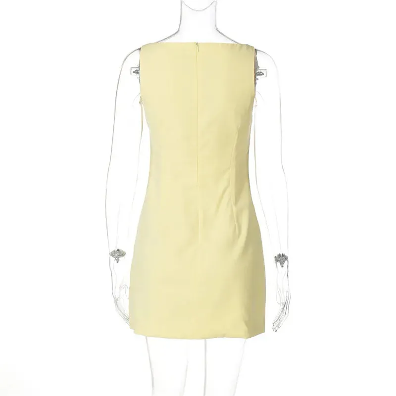 Elegant Sleek Yellow Mini Sheath Dress