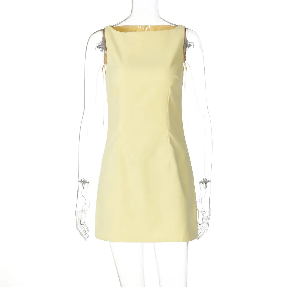 Elegant Sleek Yellow Mini Sheath Dress