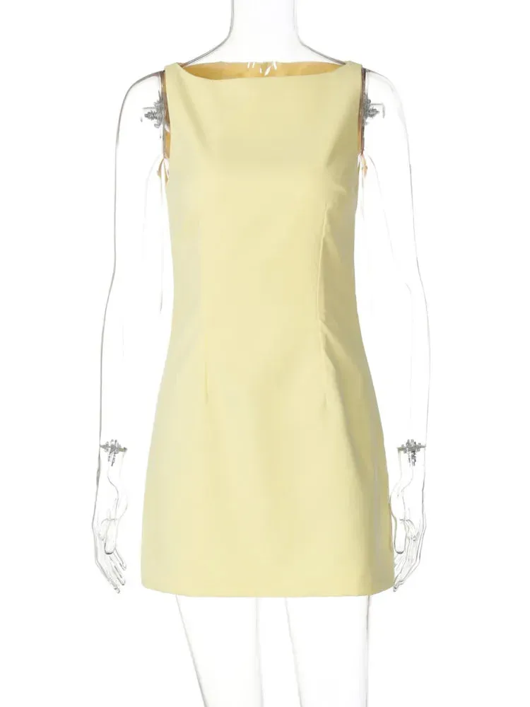 Elegant Sleek Yellow Mini Sheath Dress