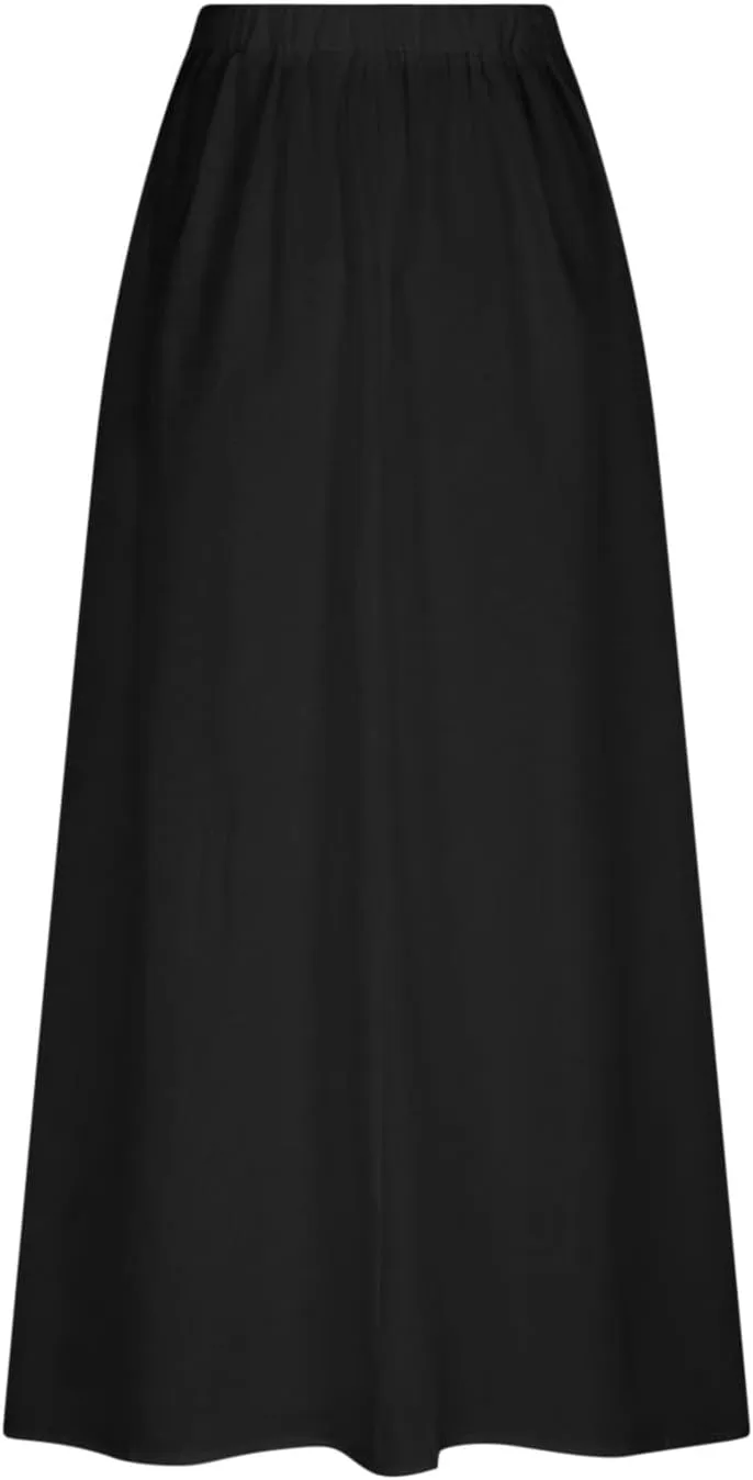 FZYLQY Women's Elastic High Waist Long Skirts Plus Size Casual Loose Skirts with Pockets Pleated A-Line Swing Skirt Dress