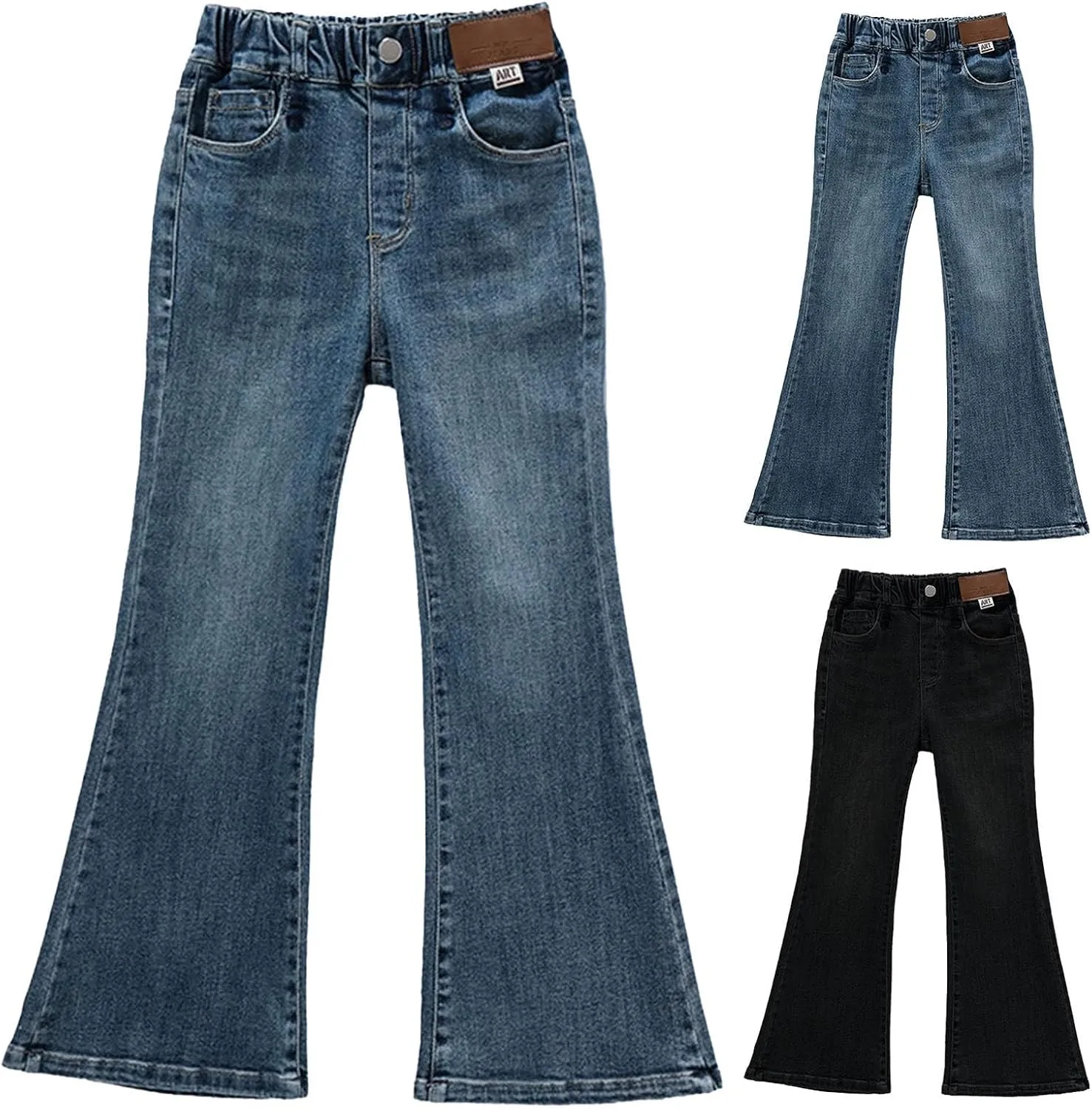 Girls Cargo Jeans Kids Wide Leg Jeans High Waist Baggy Jeans Loose Jeans Denim Pants Flare Jeans for Girls