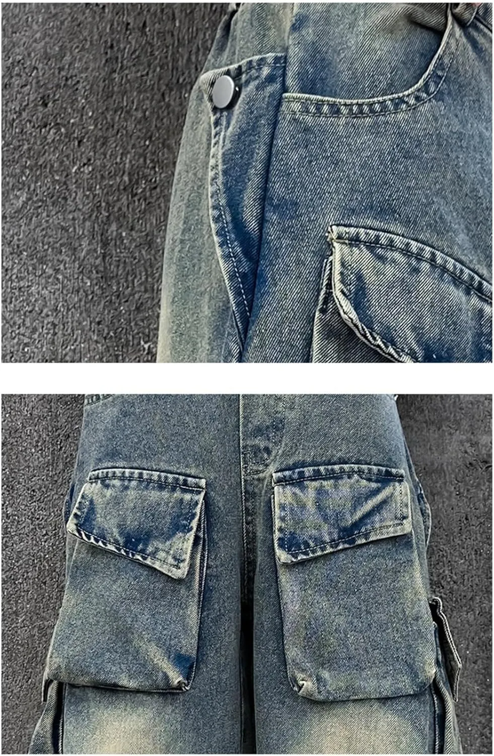 Girls's Jeans - Wide Leg Flare Cargo Jeans - Boot Cut Bell Bottom Denim Pants - Baggy Blue Jeans for Girls