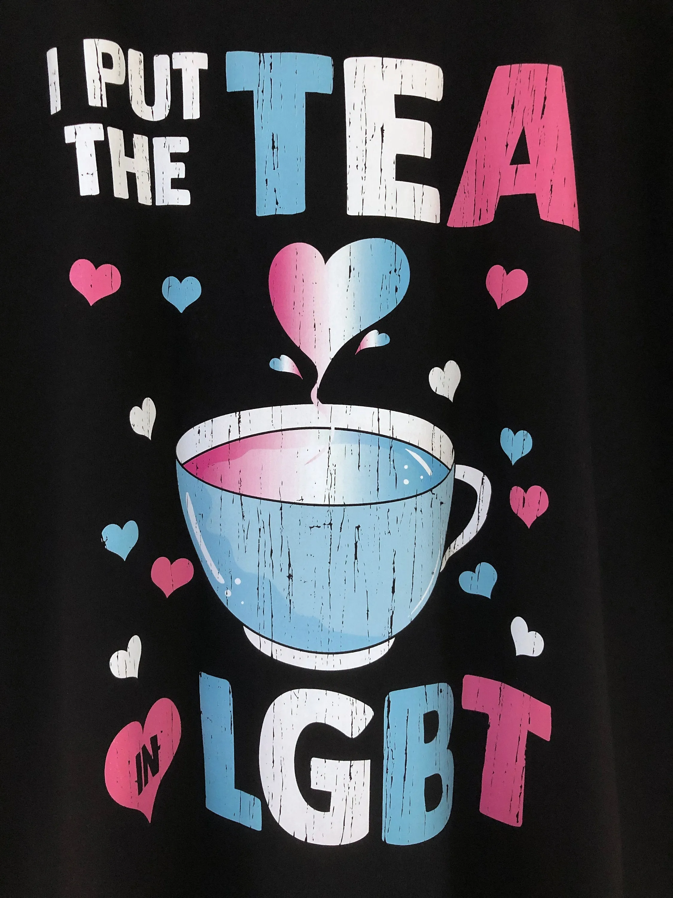 I Put The Tea In LGBT Shirt Fitted Style, Funny Trans Gift Idea, Humorous Transgender Tea Pun Fitted Tee T-Shirt Top