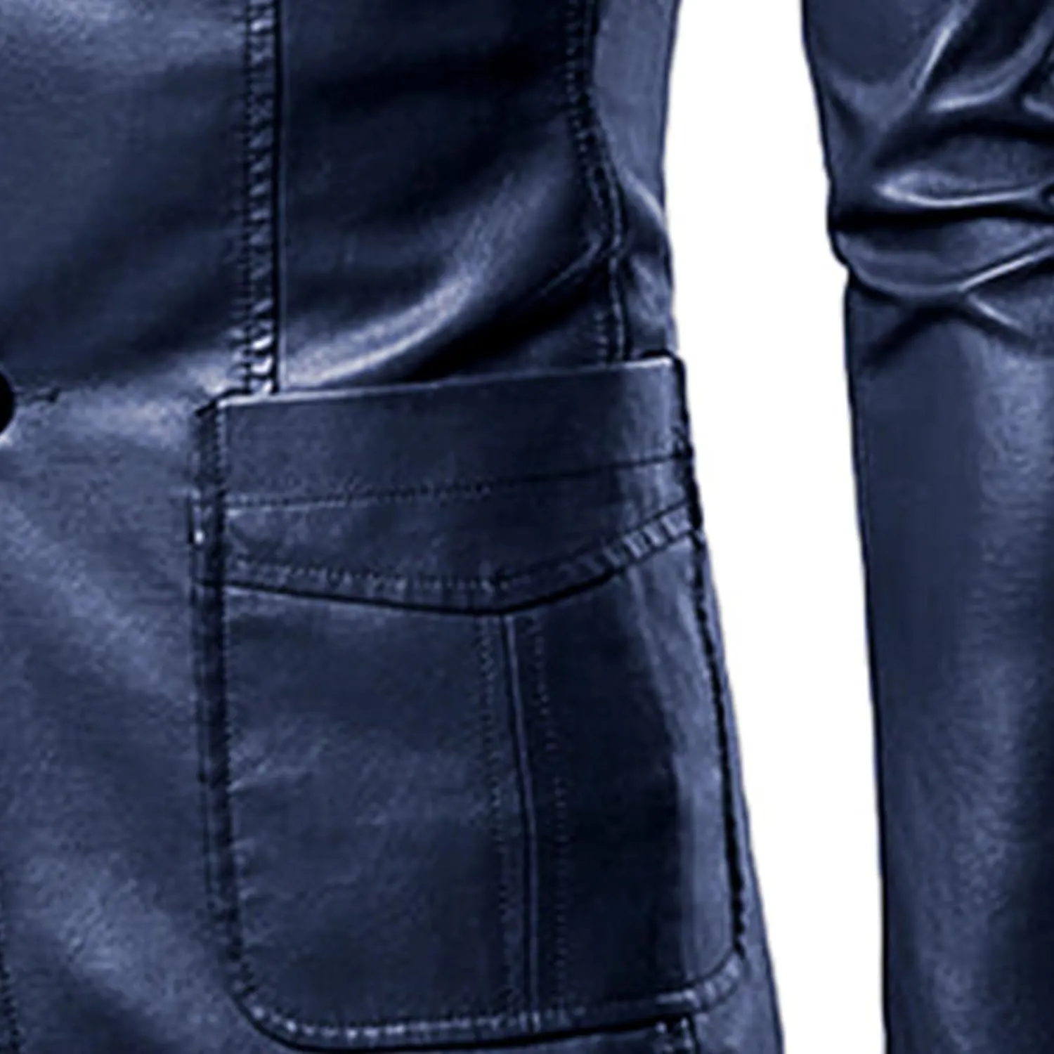 JEsilunmaMY Men's Warm Blazer Leather Jacket Notched Collar Classic Leather Blazer Business Casual Suit Coat with Pockets