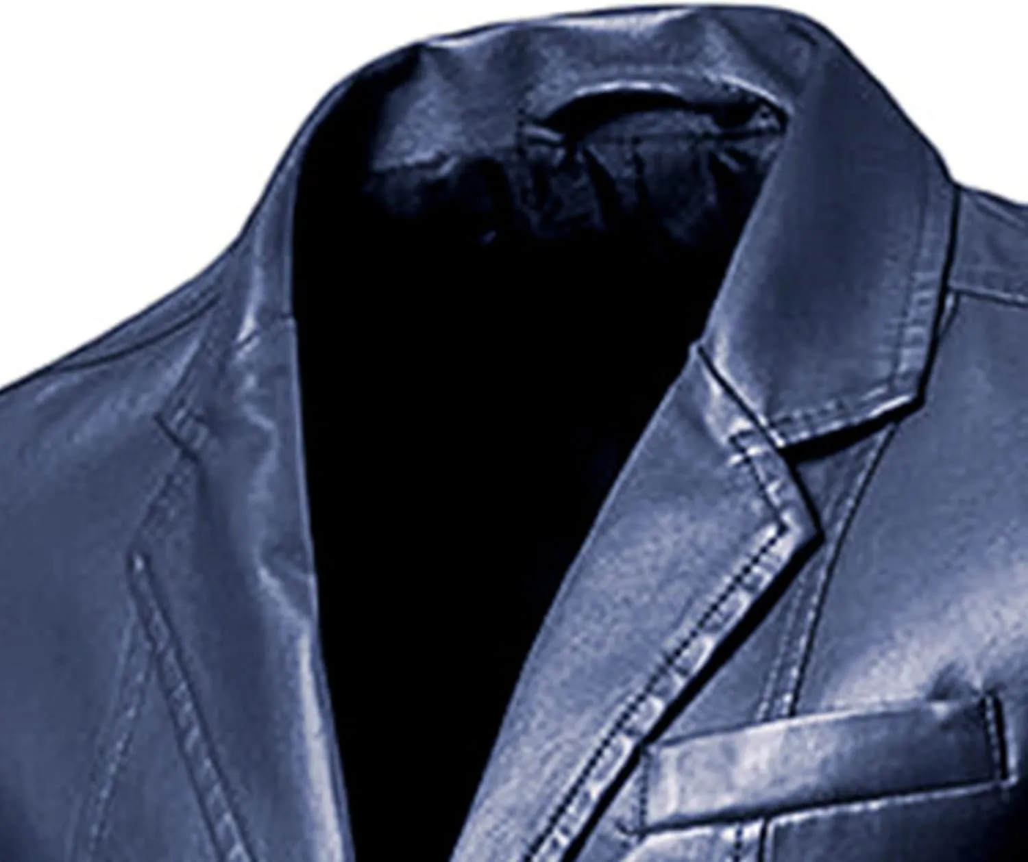 JEsilunmaMY Men's Warm Blazer Leather Jacket Notched Collar Classic Leather Blazer Business Casual Suit Coat with Pockets