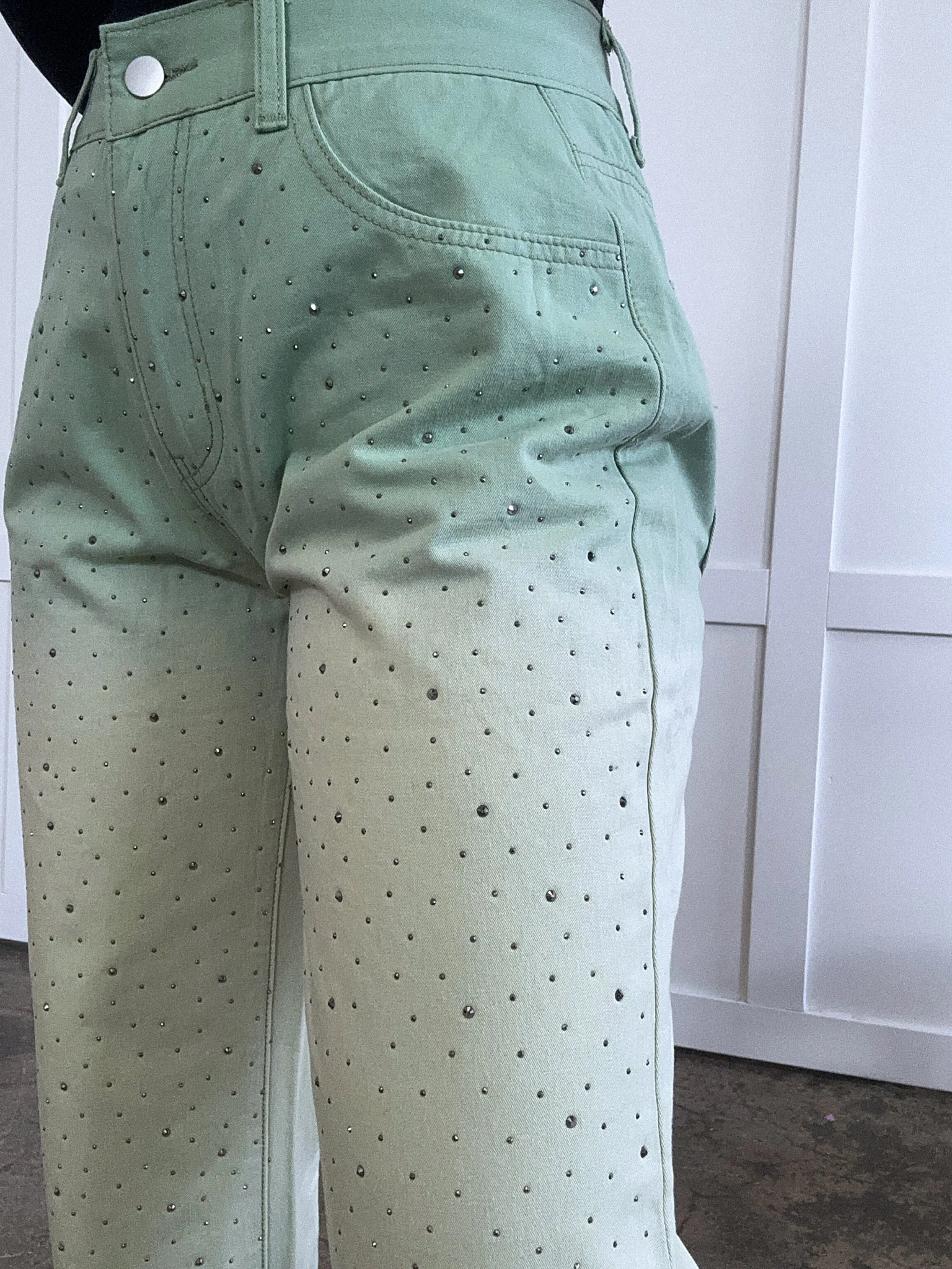 Kinsley Embellished Gradient Wide Leg Pants