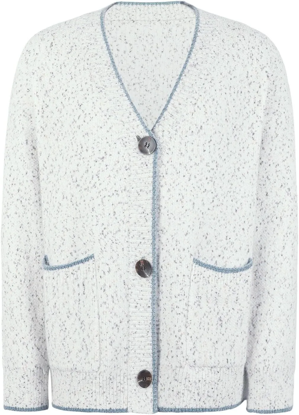 Knitted Cardigans for Women Cropped Open Front Button Down V Neck Long Sleeve Sweater Coats with Pockets Casual Soft Outwear