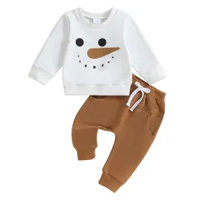 Long Sleeved Sweatshirt and Sweatpants Set - Snowman Outfit