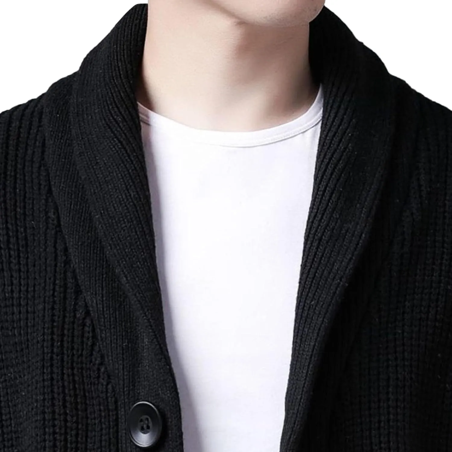 Men's Shawl Collar Button Down Cardigan Casual Slim Fit Cardigan Jacket Thermal Soft Cardigan Sweaters