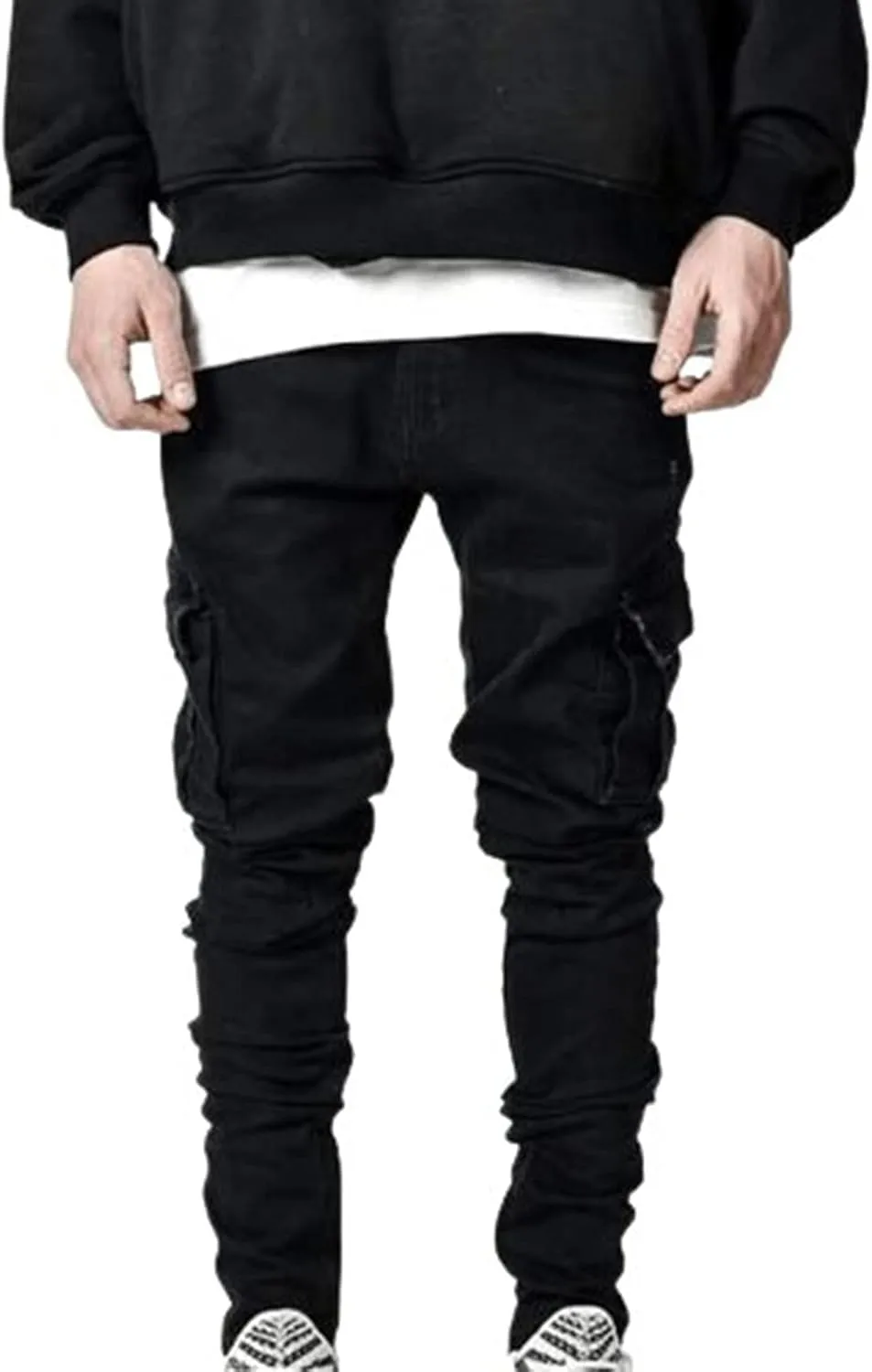 Mens Slim Fit Jeans Casual Stretch Skinny Jeans Fashion Straight Cargo Denim Pants Hip Pop Y2K Streetwear Jeans