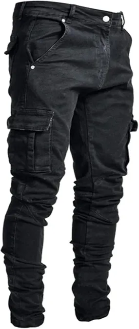 Mens Slim Fit Jeans Casual Stretch Skinny Jeans Fashion Straight Cargo Denim Pants Hip Pop Y2K Streetwear Jeans