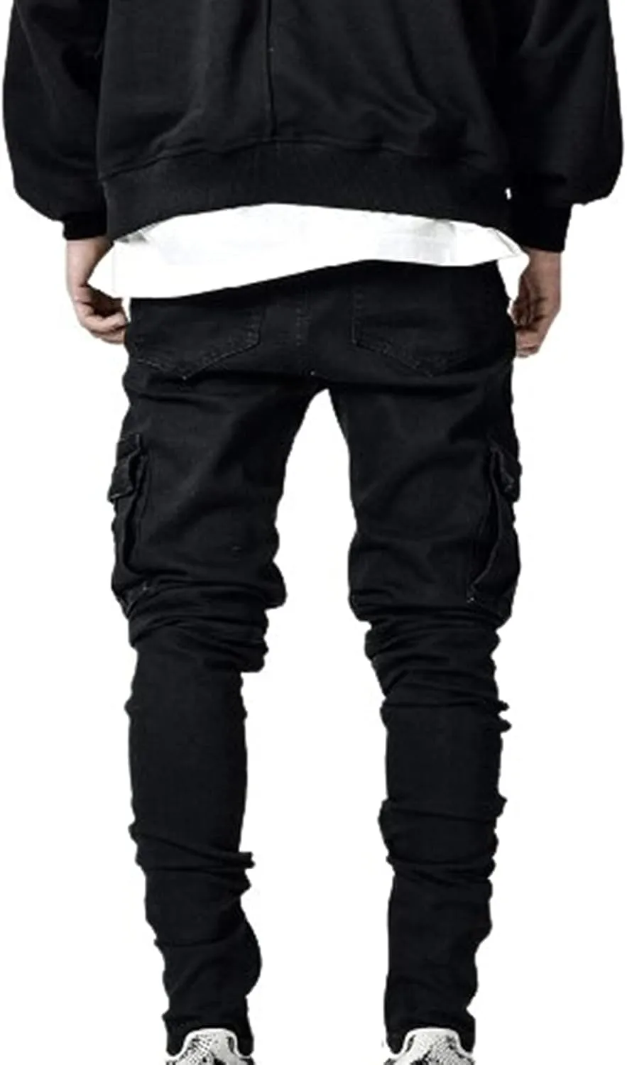 Mens Slim Fit Jeans Casual Stretch Skinny Jeans Fashion Straight Cargo Denim Pants Hip Pop Y2K Streetwear Jeans