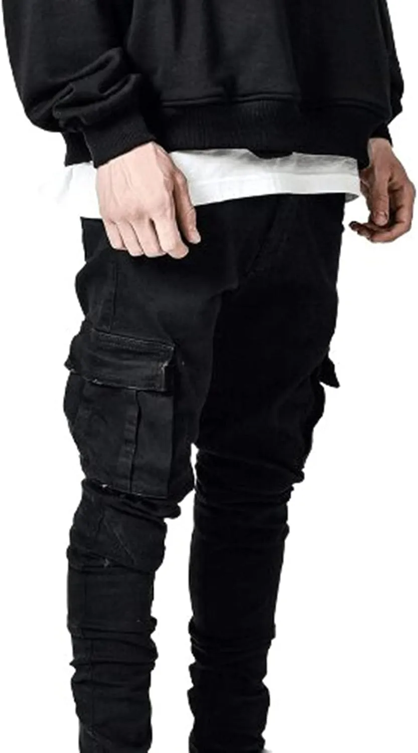 Mens Slim Fit Jeans Casual Stretch Skinny Jeans Fashion Straight Cargo Denim Pants Hip Pop Y2K Streetwear Jeans