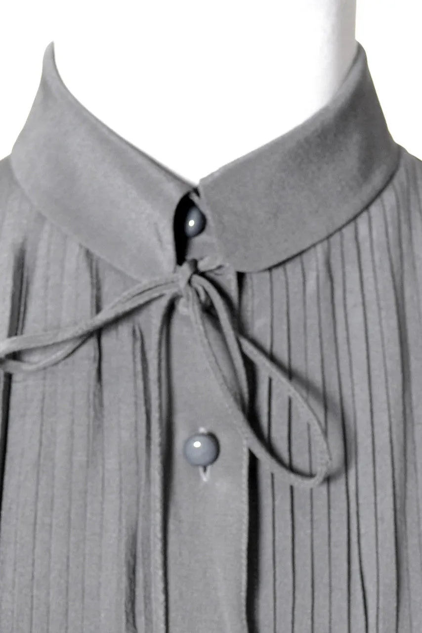 ON HOLD // 1970's Gray Silk Valentino Vintage Blouse w/ Neck Bow