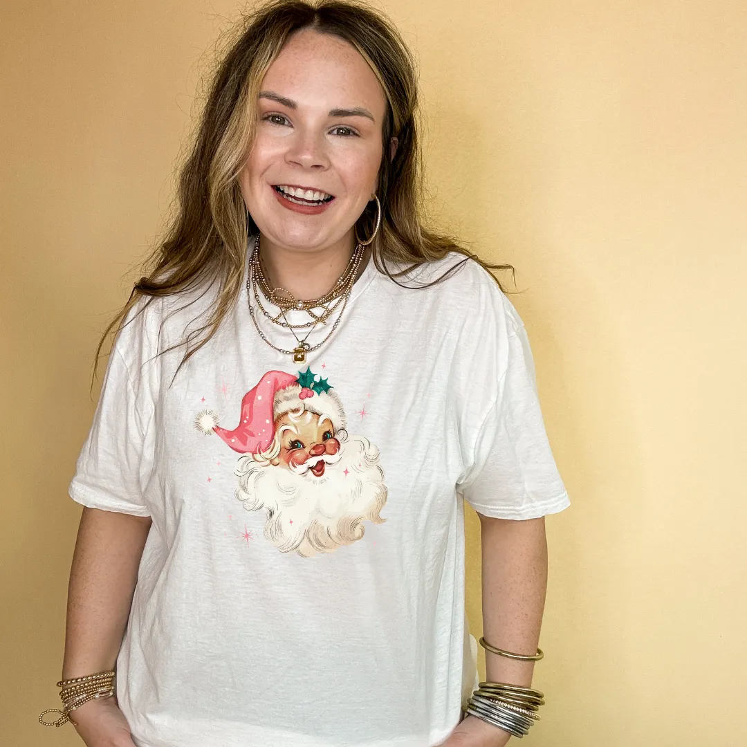 Online Exclusive | Santa Face with Pink Santa Hat Graphic Tee in Multiple Color Options