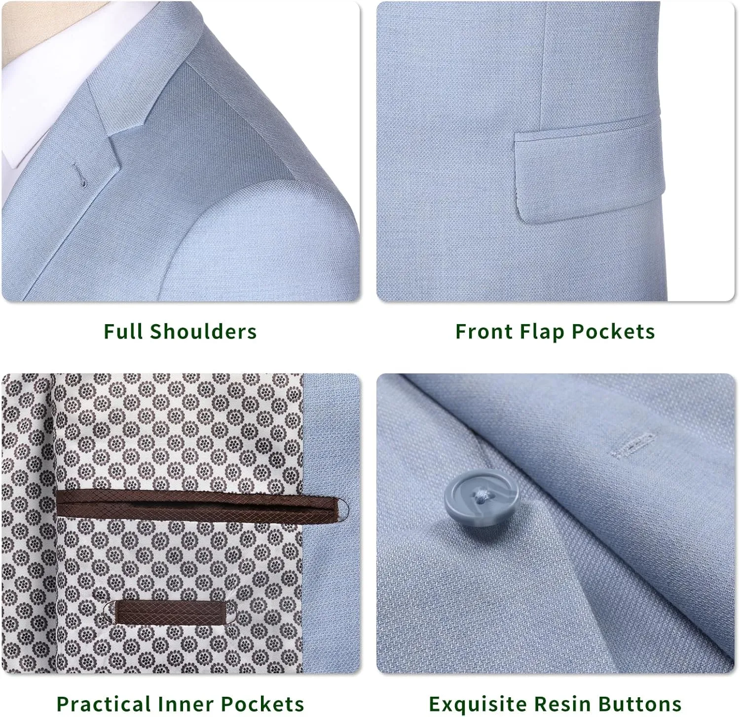 P&L Men's Casual Blazer Jacket Sport Coat, Classic Stretch Suit Jacket, 2 Button