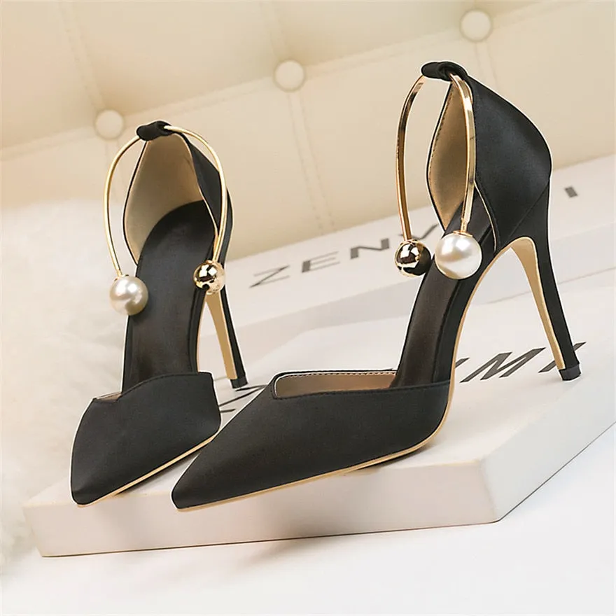Pearl Buckle High Heels
