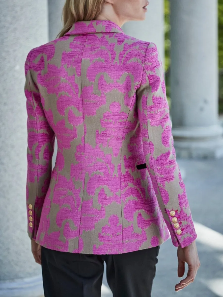 Pink Jacquard One Button Blazer