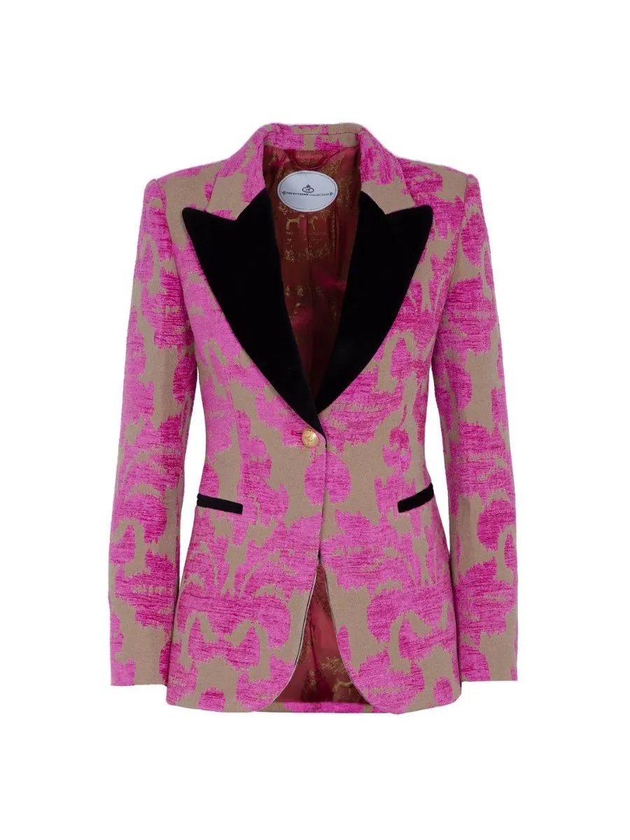Pink Jacquard One Button Blazer