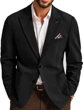 PJ PAUL JONES Mens Blazer Vintage Corduroy Jacket Formal Classic Two Buttons Sport Coats